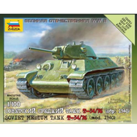 Zvezda 6101 1/100 Soviet Tank T-34 Plastic Model Kit