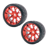 Sweep Racing SRC Monster Truck Road Crusher Belted Tire Red Wheel (2Pcs) Set