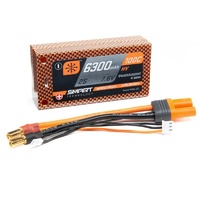 Spektrum 6300mAh 7.6V 2S 100C Smart HV Shorty LiPo Battery, 5mm Tubes - SPMX63002S100HT