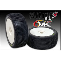 6Mik Scratch Tyres on rims 9/22 Soft compound (pair) White Rims, Unglued