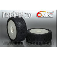 6Mik "Magma 2.0" Tyres glued on rims - 9/22 Soft compound (pair) White Rims
