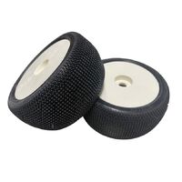 6Mik Scratch-T Tyres glued on rims - 15/25 Soft- Medium compound (pair) White Rims