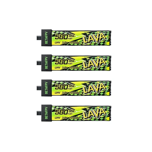 BetaFPV LAVA Series II 3.8V 580mAh 95C 1S Hard Case LiPo Battery 4Pcs