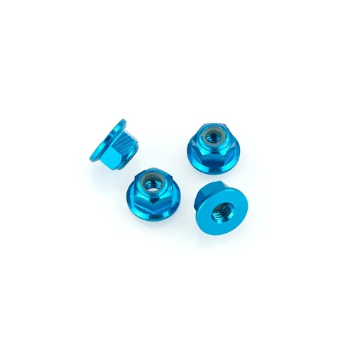 HSP 4mm Blue Aluminium Flanged Nyloc Nuts 4Pcs