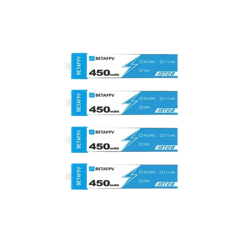 BetaFPV 3.8V 450mAh 30C HV Soft Case LiPo Batteries 4Pcs