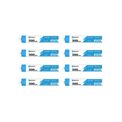 BetaFPV 3.8V 300mAh 30C HV Soft Case LiPo Batteries 8Pcs