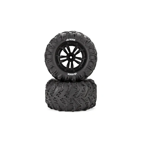 Atrek 2.6/2.8" Monster Truck Off Road Tyres on Black Rims - Glued Wheels 2Pcs