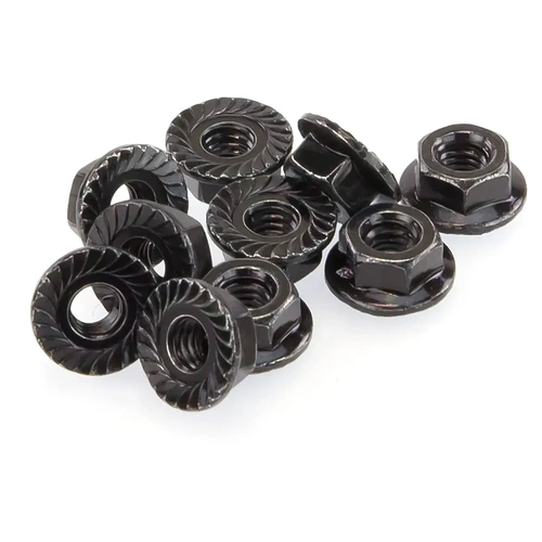 HSP 4mm Steel Flanged Serrated Nyloc Wheel Nuts 10Pcs