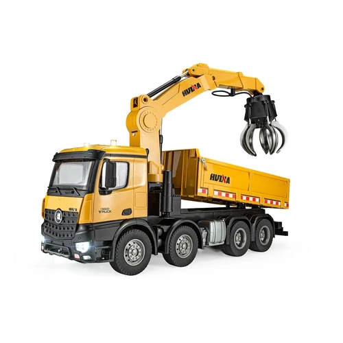 HuiNa 1538 RC Dump Truck Electric 4WD 1/14 Scale RTR with Crane - Yellow