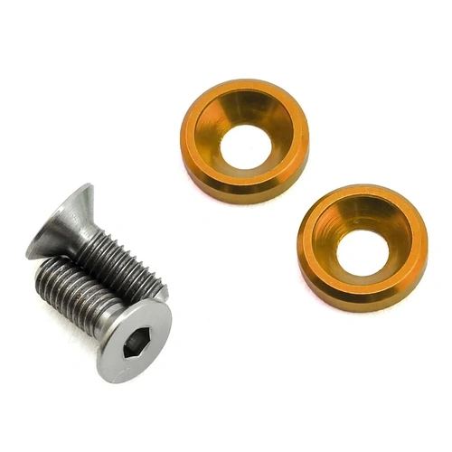 175RC 3x8mm Titanium Flat Head Motor Screws w/Aluminum Washers (Gold) (2)