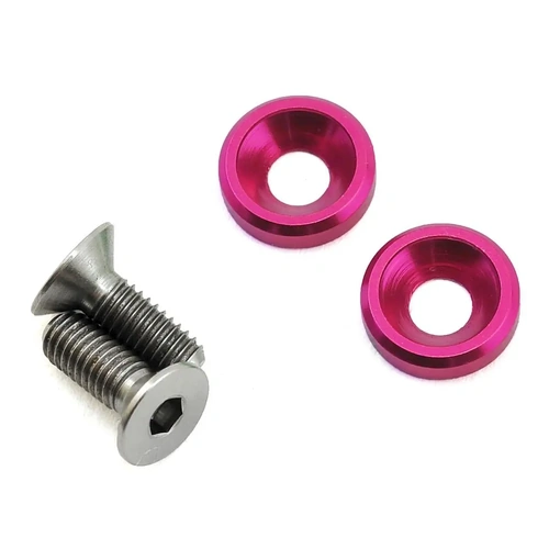 175RC 3x8mm Titanium Flat Head Motor Screws w/Aluminum Washers (Pink) (2)