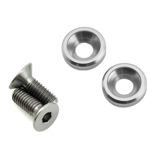 175RC 3x8mm Titanium Flat Head Motor Screws w/Aluminum Washers (Silver) (2)