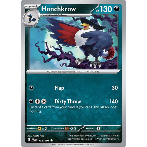 132 - Honchkrow, Paldea Evolved, Pokemon TCG