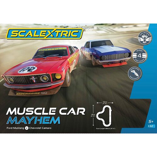 Scalextric 1/32 Muscle Car Mayhem Complete Slot Car Set