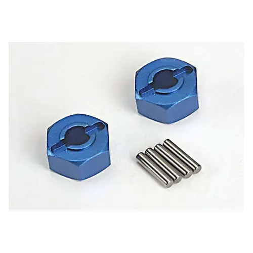 Traxxas Blue Aluminium 12mm Wheel Hexes 2Pcs w/ Axle Pins 1654X