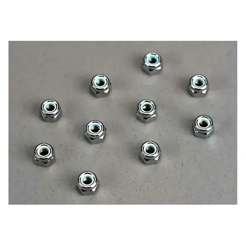 Traxxas 4mm Silver Aluminium Nyloc Nuts 10Pcs 1747