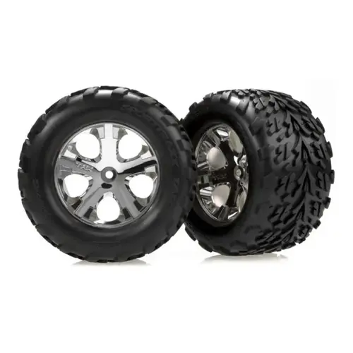 Traxxas 2.8" Talon Tyres on Chrome All-Star Rims - Glued Wheels 2Pcs 3668