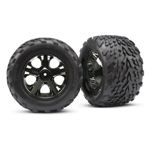 Traxxas 2.8" Talon Tyres on Black Chrome All-Star Rims - Glued Wheels 2Pcs 3669A