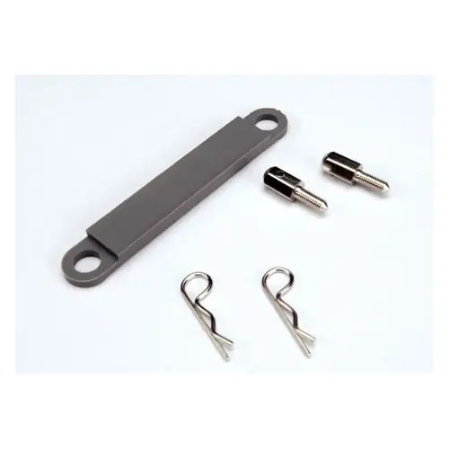 Traxxas Battery Hold Down Plate w/ Posts & Body Clips (Grey) 3727A