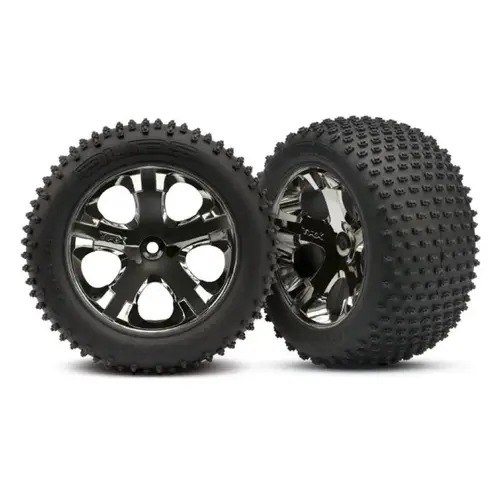 Traxxas 2.8" Alias Tyres on Black Chrome All-Star Rims - Glued Wheels 2Pcs 3770A
