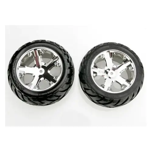 Traxxas 2.8" Anaconda Tyres on Chrome All-Star Rims - Glued Wheels 2Pcs 3773