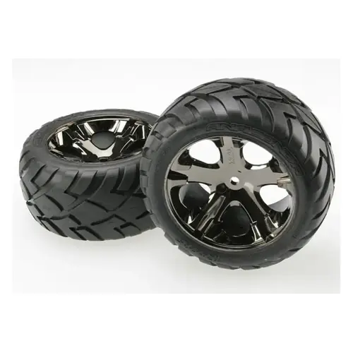 Traxxas 2.8" Anaconda Tyres on Black Chrome All-Star Rims - Glued Wheels 2Pcs 3773A