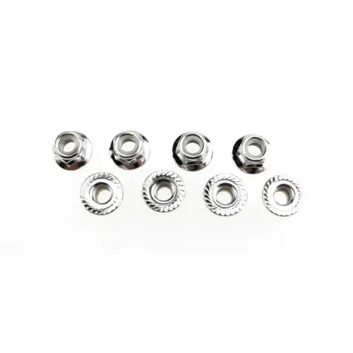 Traxxas 5mm Silver Aluminium Flanged Serrated Nyloc Nuts 8Pcs 5147X
