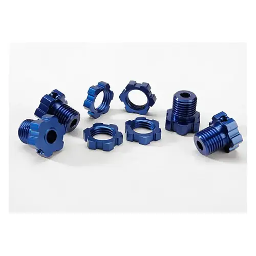 Traxxas Blue Aluminium 17mm Splined Wheel Hex Adapters w/ Wheel Nuts 5353X