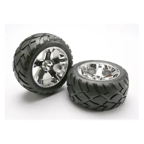 Traxxas 2.8" Anaconda Tyres on Chrome All-Star Rims - Glued Wheels 2Pcs 5576R