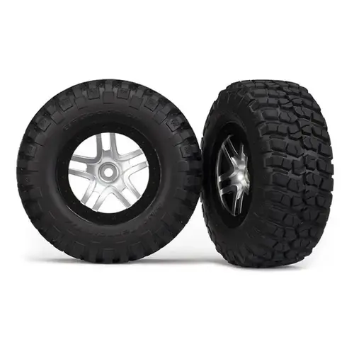 Traxxas 2.2/3.0" BFGoodrich Mud Terrain T/A KM2 Tyres on Satin Chrome/Black Rims - Glued Wheels 2Pcs 5877