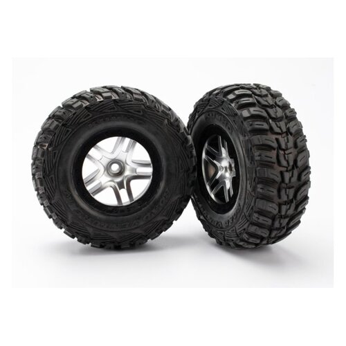 Traxxas 2.2/3.0" Kumho Tyres on Satin Chrome/Black Rims - Glued Wheels 2Pcs 5882R