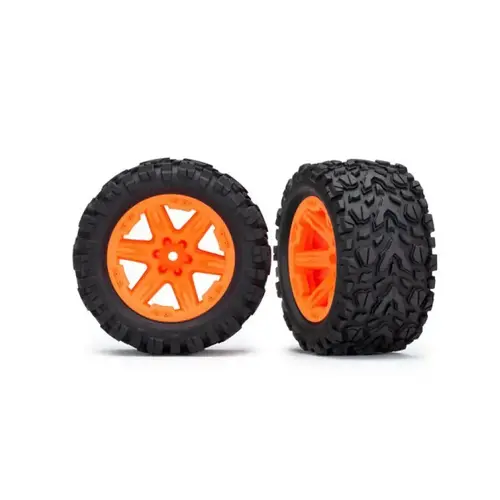 Traxxas 2.8" Talon Extreme Tyres on Orange RXT Rims - Glued Wheels 2Pcs 6773A