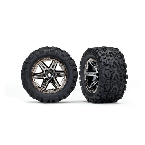 Traxxas 2.8" Talon Extreme Tyres on Black Chrome RXT Rims - Glued Wheels 2Pcs 6773X