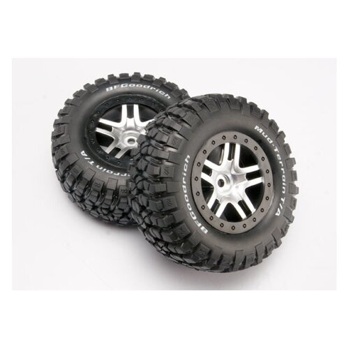 Traxxas 2.2/3.0" BFGoodrich Mud Terrain T/A KM2 Tyres on Satin Chrome/Black Split-Spoke Rims - Glued Wheels 2Pcs 6873