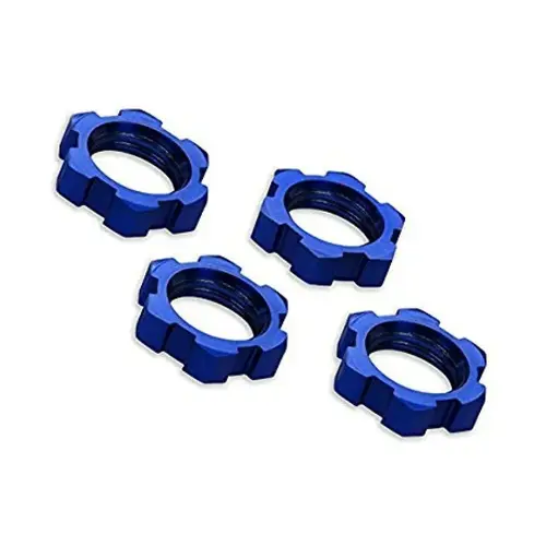 Traxxas Blue Aluminium 17mm Splined Serrated Wheel Nuts 4Pcs 7758