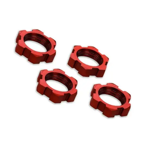 Traxxas Red Aluminium 17mm Splined Serrated Wheel Nuts 4Pcs 7758R