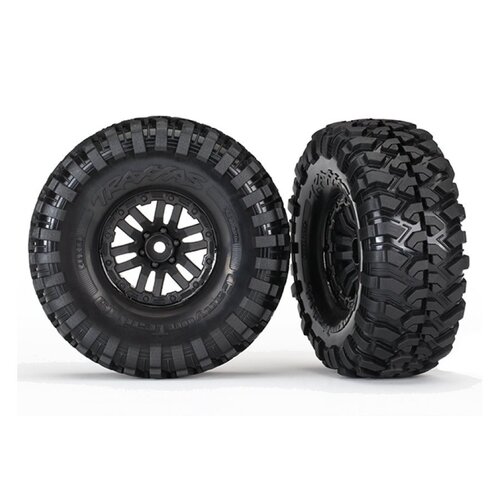 Traxxas 1.9" Canyon Trail Tyres on Black Rims - Glued Wheels 2Pcs 8272