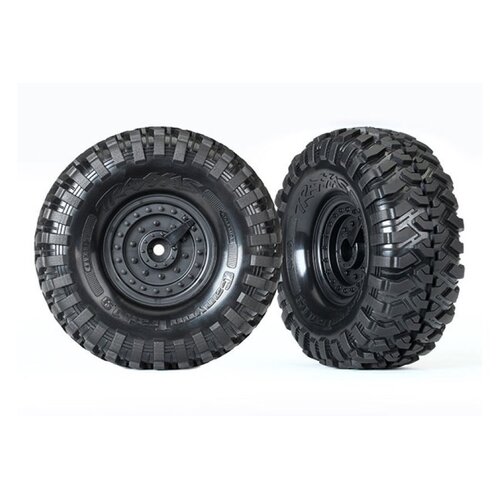 Traxxas 1.9" Canyon Trail Tyres on Tactical Black Rims - Glued Wheels 2Pcs 8273
