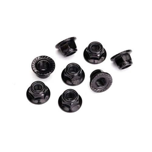 Traxxas 5mm Black Steel Flanged Serrated Nyloc Nuts 8Pcs 8447