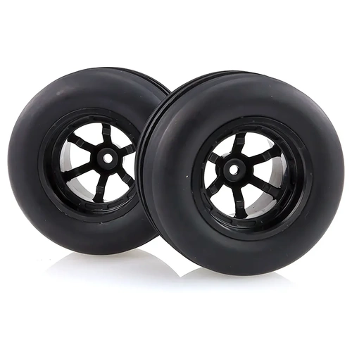 HSP 2.3" Viper Front Ribbed Tyres on Black 6 Spoke Rims - Wheels 2Pcs