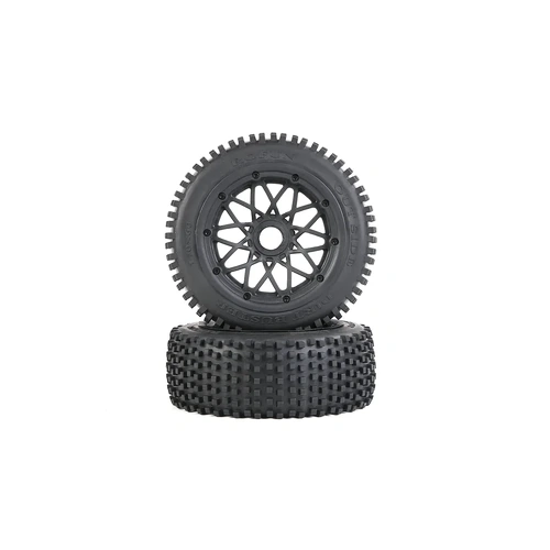 Rovan 4.7/5.5" Baja 5B Front Dirt Buster Tyres on Black Mesh Rims 2Pcs - Beadlocked Wheels