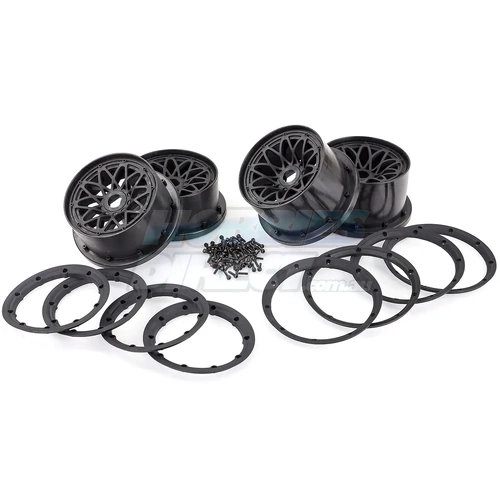 Rovan 4.7/5.5" Baja 5B Black Mesh Rim Set w/ Black Beadlocks