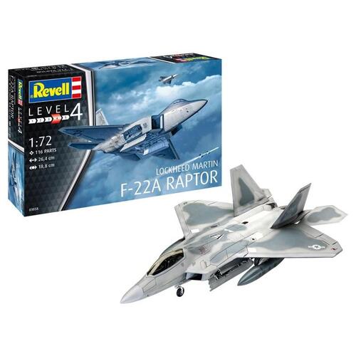 Revell 03858 1/72 Lockheed Martin F-22A Raptor Plastic Model Kit