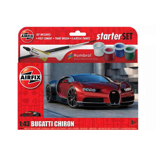 Airfix 1/43 Bugatti Chiron Scaled Plastic Model Starter Kit
