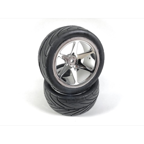 Absima 1/10 Buggy Wheel Set 6-Spoke/Street rear chrome (2) - AB2500021