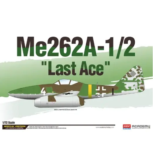 Academy 12542 1/72 ME262A-1/2 "Last Ace" Le: Plastic Model Kit