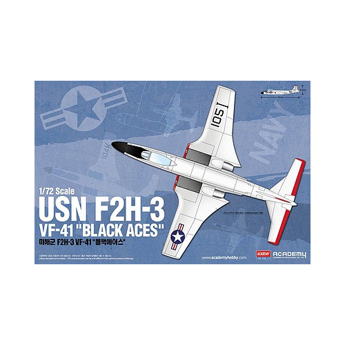 Academy 12548 1/72 USN F2H-3 VF-41 "Black Aces" Banshee Plastic Model Kit