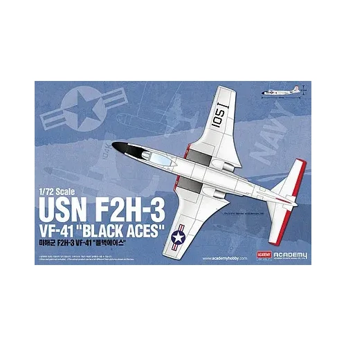 Academy 12548 1/72 USN F2H-3 VF-41 "Black Aces" Banshee Plastic Model Kit