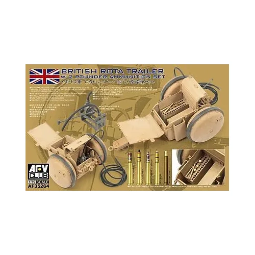 AFV Club AF35264 1/35 WW2 British Rota trailer W/ 2 POUNDER AMMUNITION SET(24PCS Ammo.)