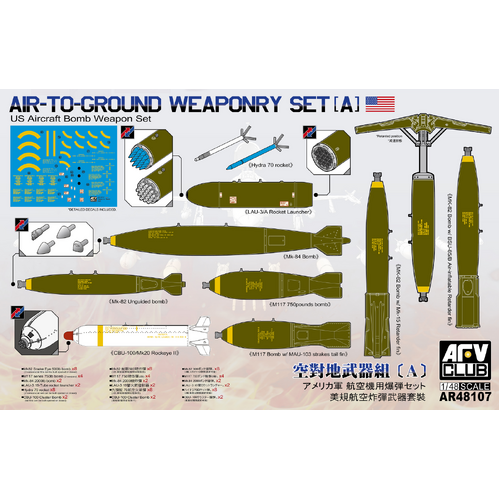 AFV Club 1/48 Air-To-Ground Weaponry Set (A) Plastic Model Kit - AFV-AR48107